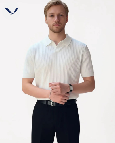 Polo em Malha Canelada Premium