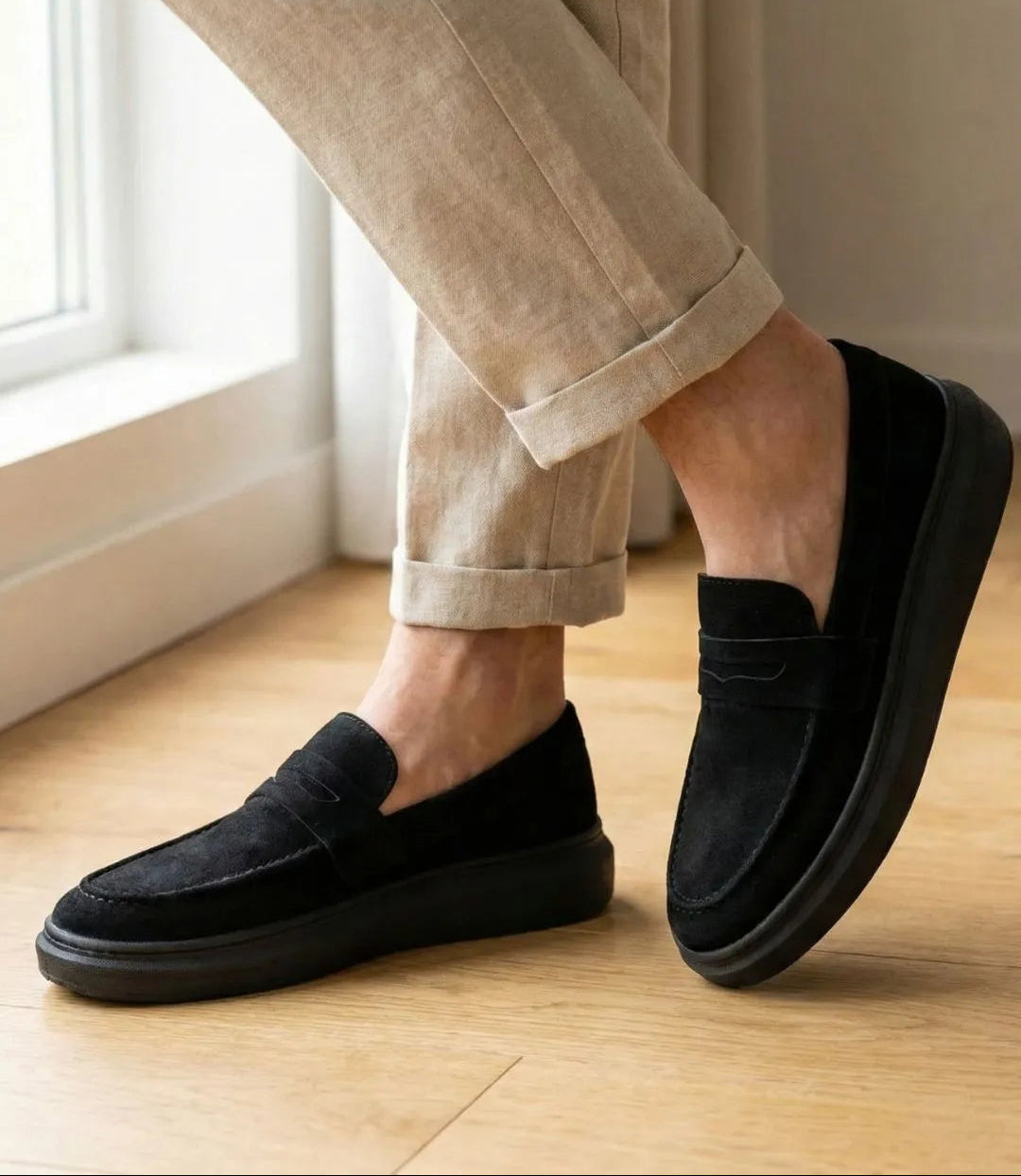 Mocassim Penny Loafer em Camurça
