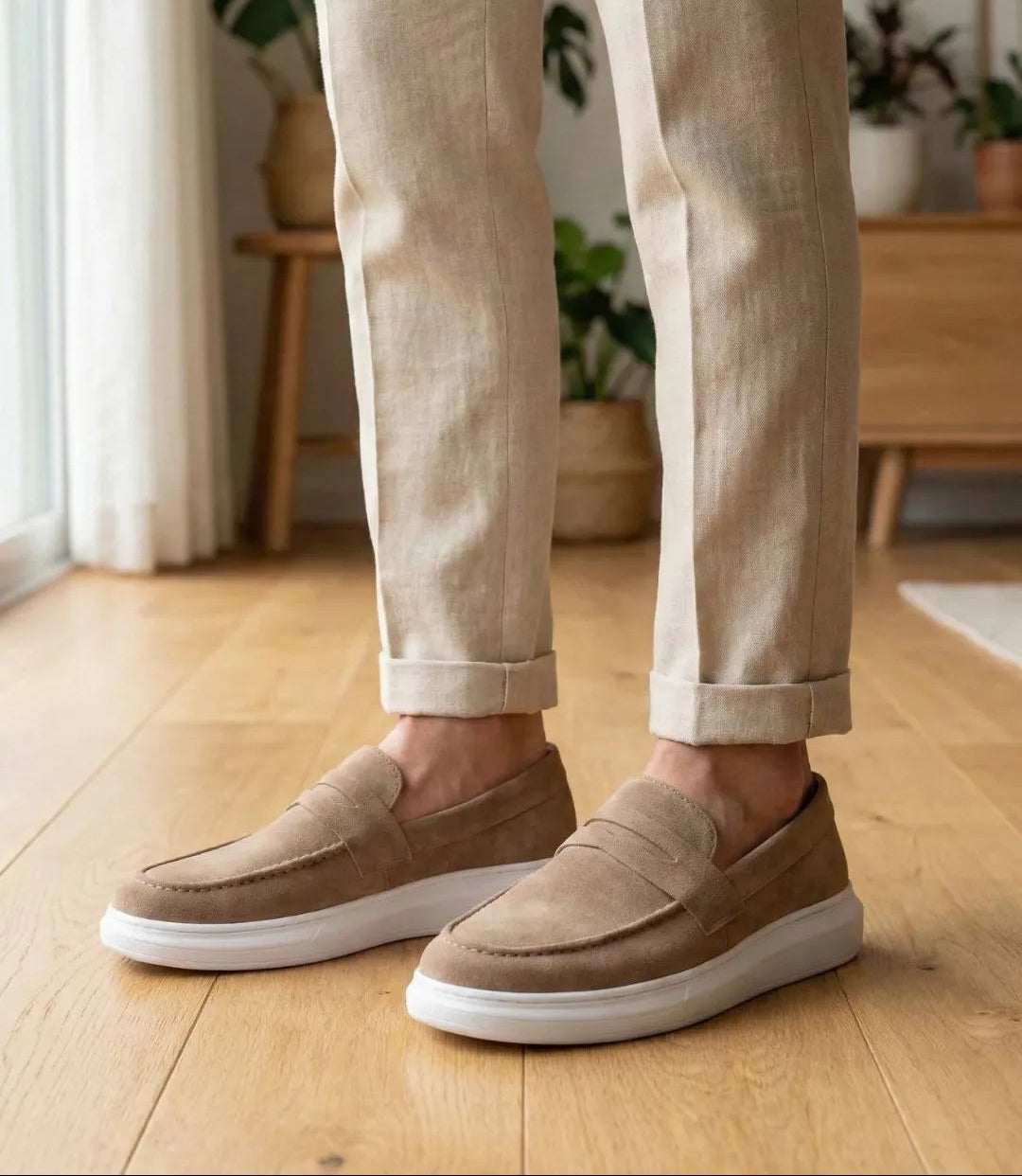 Mocassim Penny Loafer em Camurça