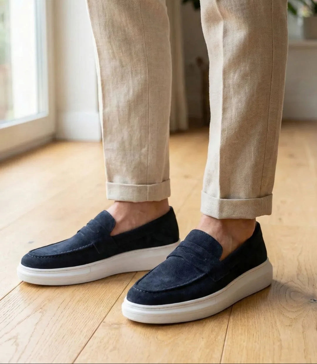 Mocassim Penny Loafer em Camurça